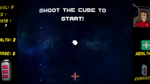 An earlier version of the start screen, with a simpler HUD