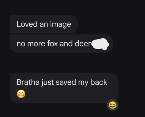 Text messages from the crew, including 'Bratha just saved my back'