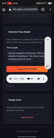 Screen recording of voiceWeb on a phone